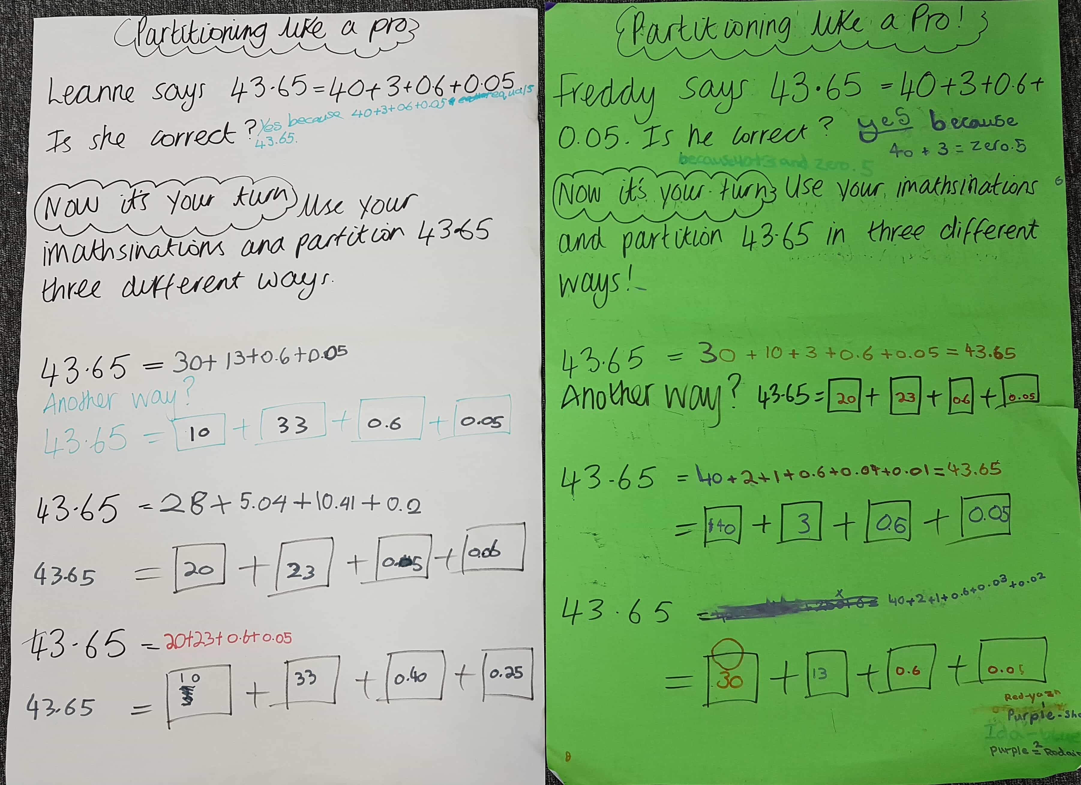 Partition Like A Pro ADDITION Year 4 (1) Swimming In Maths